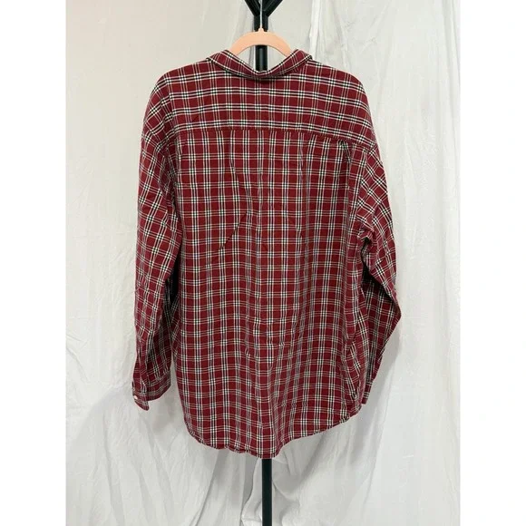 Eddie Bauer Flannel Shirt Mens Size XL Tall 100% Cotton Long Sleeve Red Plaid - Picture 3 of 16